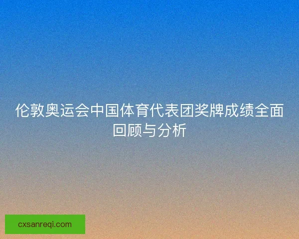 伦敦奥运会中国体育代表团奖牌成绩全面回顾与分析